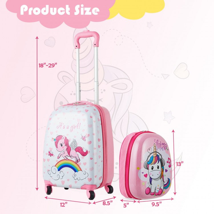 Aoibox 2-Piece Kids Luggage Set for Boys Girls 12 in. Backpack