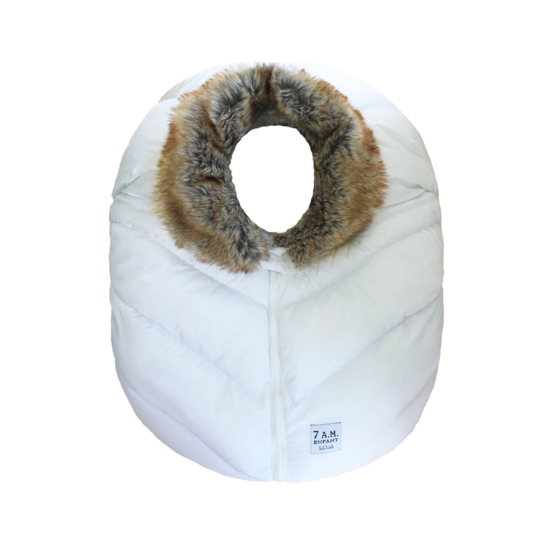 Car Seat Cocoon White Faux Fur Collar 0 12M Rebelstork