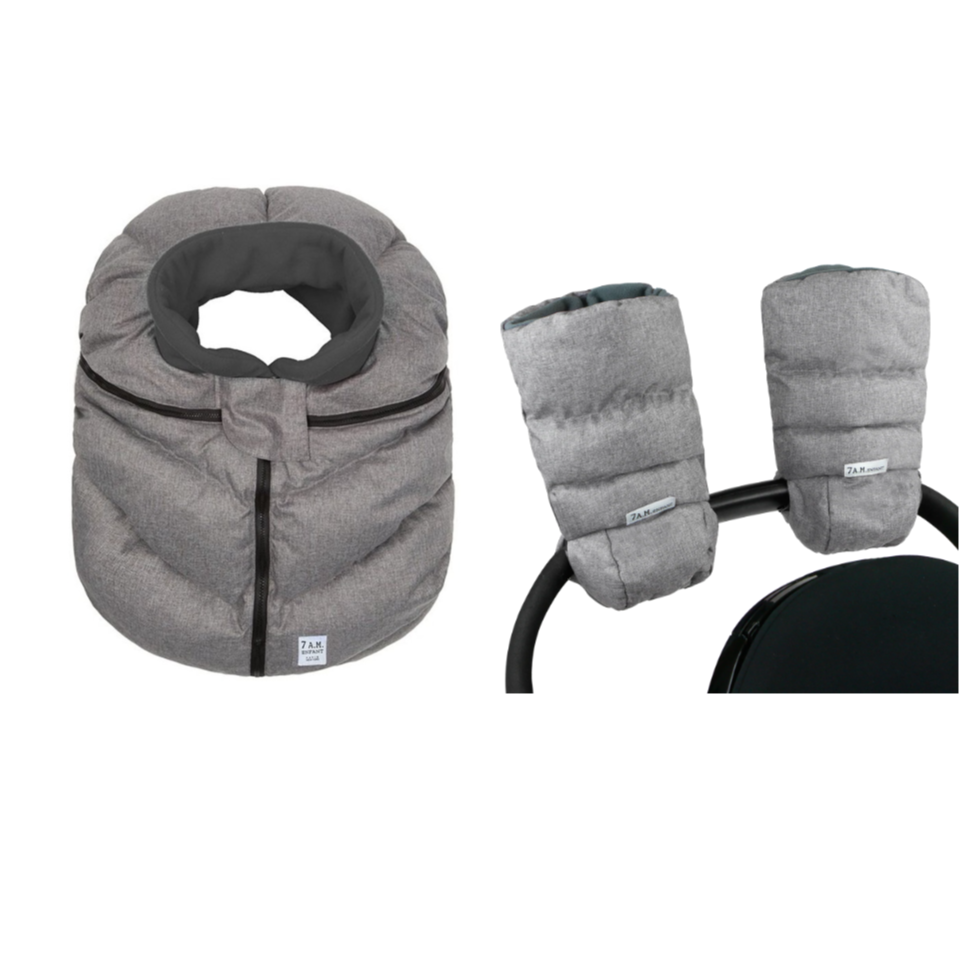 Car Seat Cocoon Bundle Heather Grey includes Handmuffs